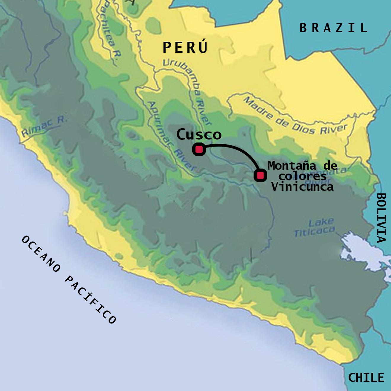 peru térkép Szivárvány hegy Peru térkép   Vinicunca Peru térkép (Dél Amerika  peru térkép