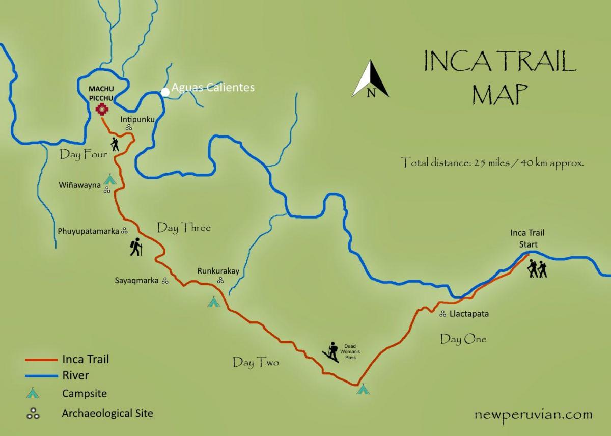 térkép inca trail Peru