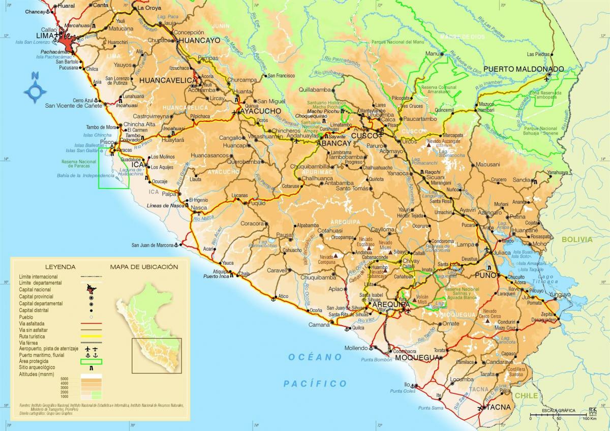 térkép Peru déli részén