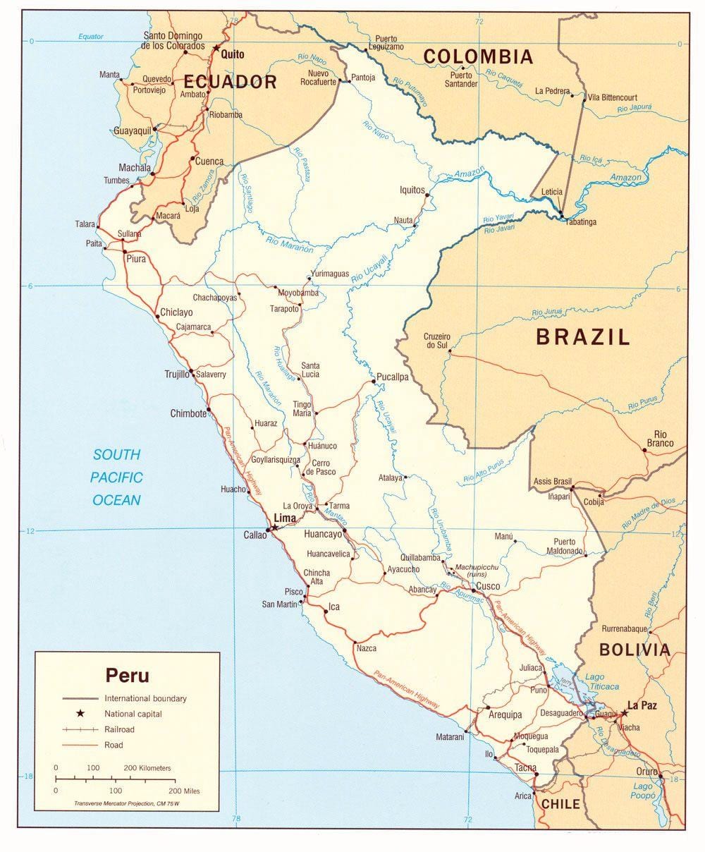 térkép Peru államok