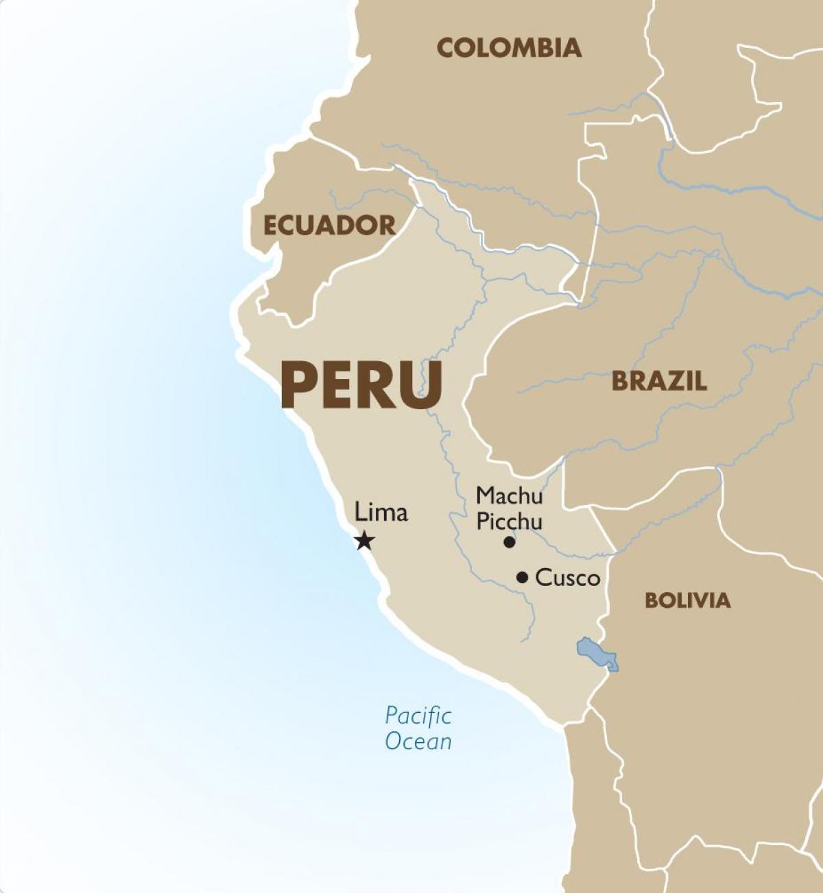 térkép Peru, valamint a környező országokban