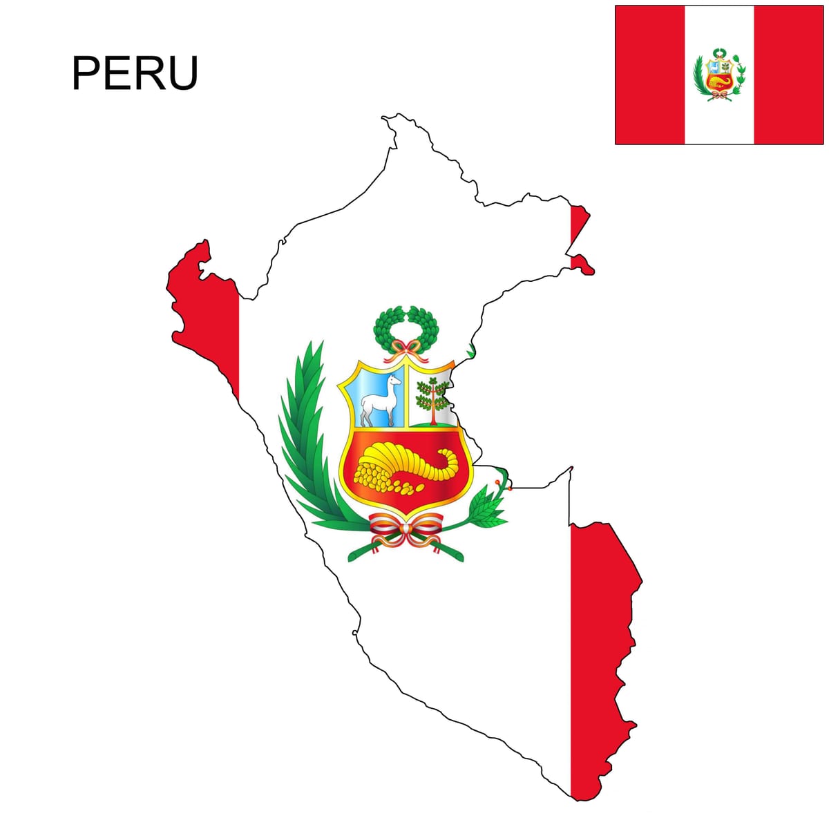 térkép Peru zászló