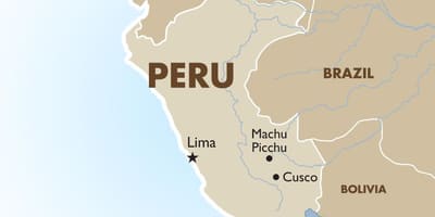 Térkép Peru, valamint a környező országokban